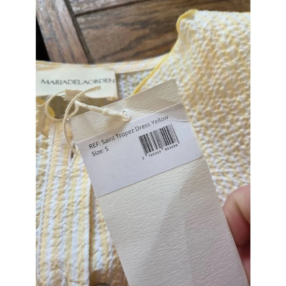 NWT Maria de la Orden Saint Tropez yellow striped dress sz Small